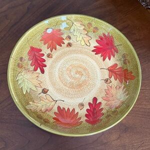 ND Exclusive Harvest Autumn Leaves 12” Ceramic Serving Bowl Hand Painted
